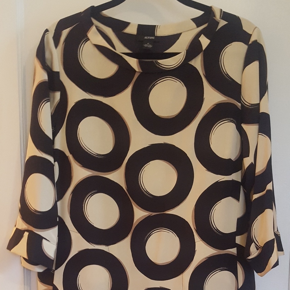 Alfani Cream and black silk dress